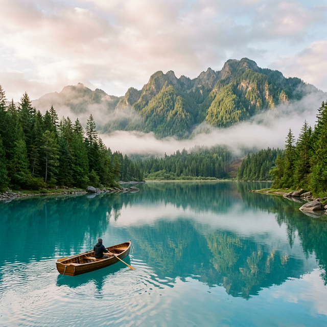 Serene mountain lake
